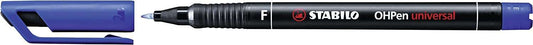 Stabilo OHPen Rotulador Permanente - Punta Fina - Trazo de 0.7mm - Agarre Antideslizante - Tapon Ventilado - Color Azul - Cantidad: 10