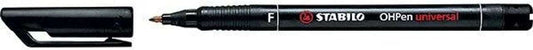Stabilo OHPen Rotulador Permanente - Punta Fina - Trazo de 0.7mm - Agarre Antideslizante - Tapon Ventilado - Color Negro - Cantidad: 10