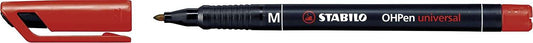 Stabilo OHPen Rotulador Permanente - Punta Media - Trazo de 1mm - Agarre Antideslizante - Tapon Ventilado - Color Rojo - Cantidad: 10