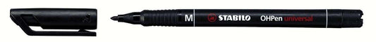 Stabilo OHPen Rotulador Permanente - Punta Media - Trazo de 1mm - Agarre Antideslizante - Tapon Ventilado - Color Negro - Cantidad: 10
