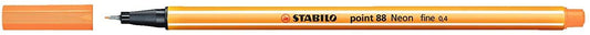 Stabilo Point 88 Rotulador de Punta Fina de Fibra - Trazo de 0.4 mm - Tinta con Base de Agua - Color Naranja Neon - Cantidad: 10