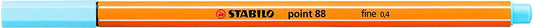 Stabilo Point 88 Rotulador de Punta Fina de Fibra - Trazo de 0.4 mm - Tinta con Base de Agua - Color Azul Hielo - Cantidad: 10