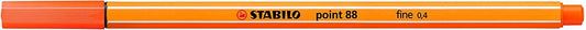 Stabilo Point 88 Rotulador de Punta Fina de Fibra - Trazo de 0.4 mm - Tinta con Base de Agua - Color Bermellon Palido - Cantidad: 10
