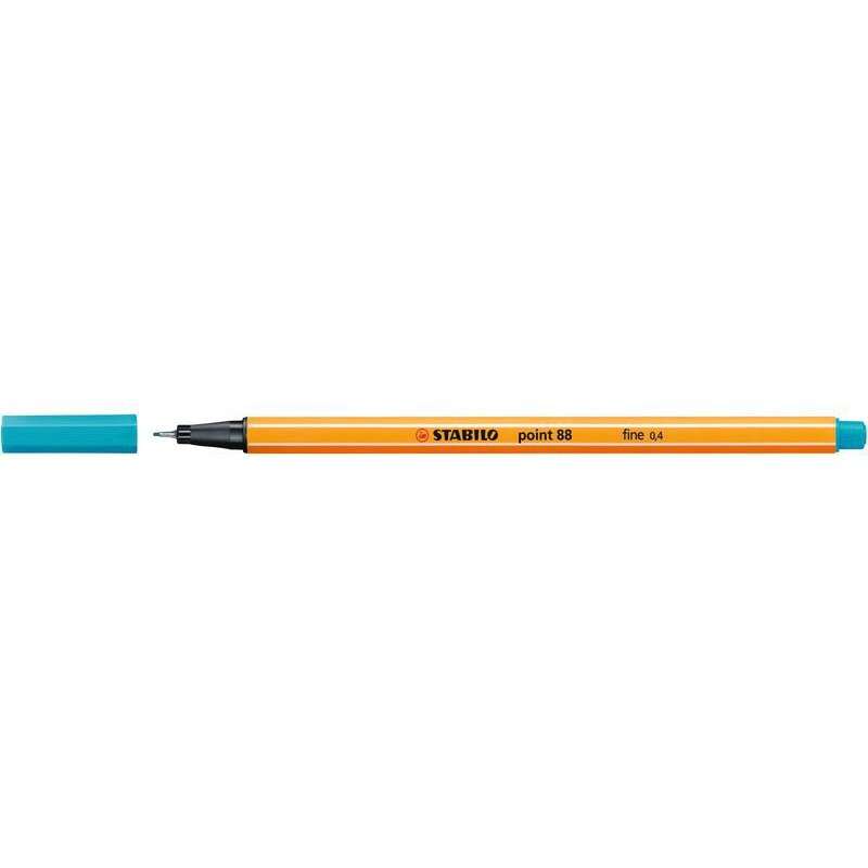 Stabilo Point 88 Rotulador de Punta Fina de Fibra - Trazo de 0.4 mm - Tinta con Base de Agua - Color Azul Claro - Cantidad: 10
