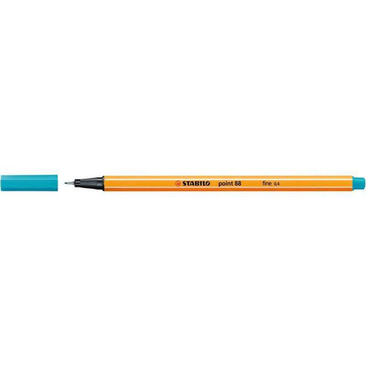 Stabilo Point 88 Rotulador de Punta Fina de Fibra - Trazo de 0.4 mm - Tinta con Base de Agua - Color Azul Claro - Cantidad: 10