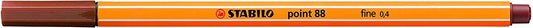 Stabilo Point 88 Rotulador de Punta Fina de Fibra - Trazo de 0.4 mm - Tinta con Base de Agua - Color Sanguina - Cantidad: 10