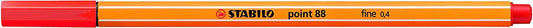 Stabilo Point 88 Rotulador de Punta Fina de Fibra - Trazo de 0.4 mm - Tinta con Base de Agua - Color Carmin - Cantidad: 10