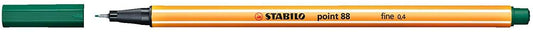 Stabilo Point 88 Rotulador de Punta Fina de Fibra - Trazo de 0.4 mm - Tinta con Base de Agua - Color Verde Pino - Cantidad: 10