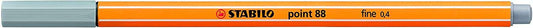 Stabilo Point 88 Rotulador de Punta Fina de Fibra - Trazo de 0.4 mm - Tinta con Base de Agua - Color Gris Medio - Cantidad: 10