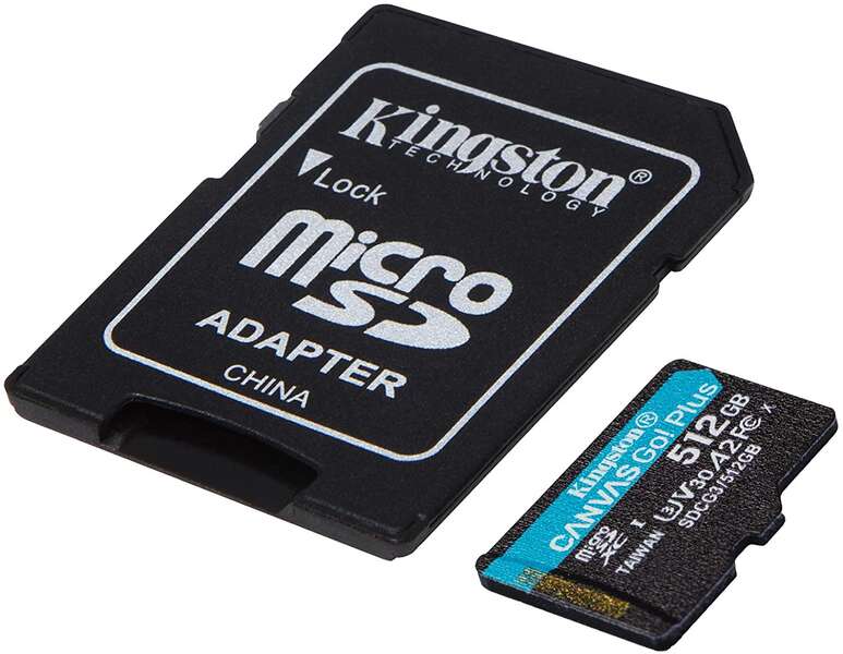Kingston Tarjeta Micro SDXC 512GB UHS-I U3 V30 Clase 10 170MB/s Canvas Go Plus con Adaptador
