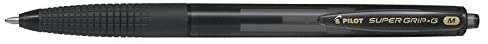 Pilot Boligrafo de Bola Retractil SuperGrip G - Punta Redonda 1.0mm - Trazo 0.4mm - Tinta de Aceite - Grip Ergonomico - Color Negro - Cantidad: 12
