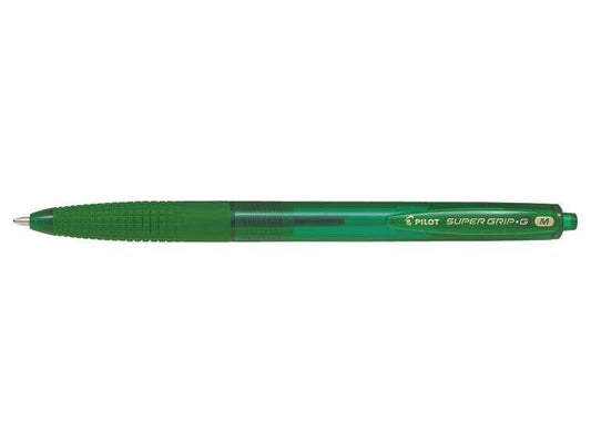 Pilot SuperGrip G Boligrafo de Bola Retractil - Punta Redonda 1.0mm - Trazo 0.4mm - Tinta de Aceite - Grip Ergonomico - Color Verde - Cantidad: 12