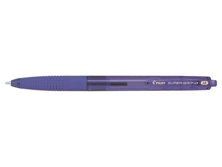 Pilot Boligrafo de Bola Retractil SuperGrip G - Punta Redonda 1.0mm - Trazo 0.4mm - Tinta de Aceite - Grip Ergonomico - Color Violeta - Cantidad: 12