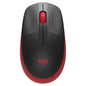 Logitech M190 Full Size Raton Inalambrico USB 1000dpi - 3 Botones - Gran Tamaño - Uso Ambidiestro - Color Negro/Rojo