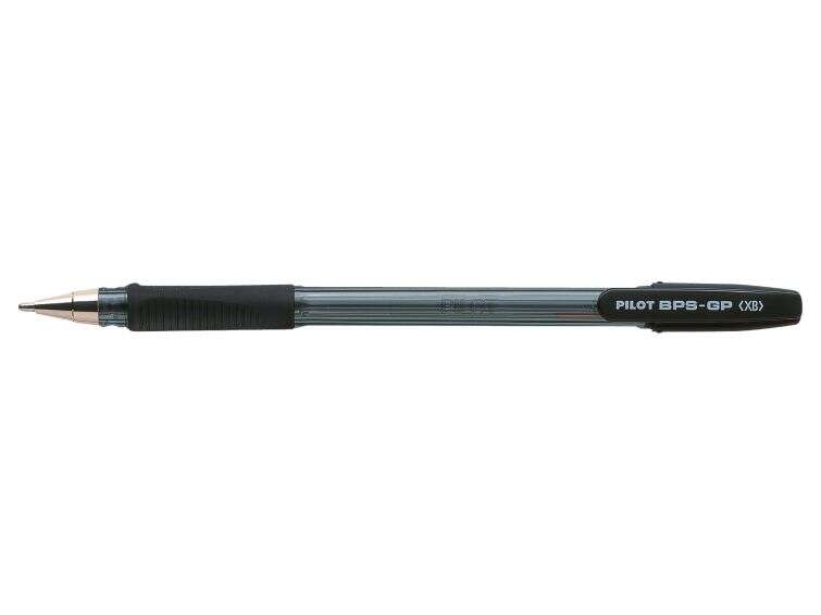 Pilot BPS-GP Boligrafo Recargable con Punta Extra Ancha de 1.60mm - Trazo de 0.33mm - Grip de Agarre - Color Negro - Cantidad: 12