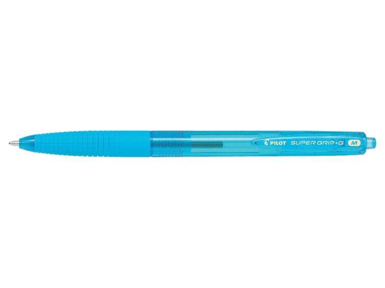 Pilot Boligrafo de Bola Retractil SuperGrip G - Punta Redonda 1.0mm - Trazo 0.4mm - Tinta de Aceite - Grip Ergonomico - Color Turquesa - Cantidad: 12