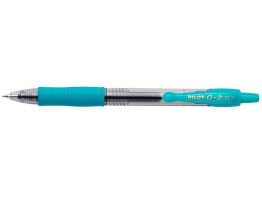 Pilot Boligrafo de Gel G2 Rollerball Retractil - Recargable - Punta de Bola Redonda 0.7mm - Trazo 0.32mm - Grip Ergonomico - Color Turquesa - Cantidad: 12