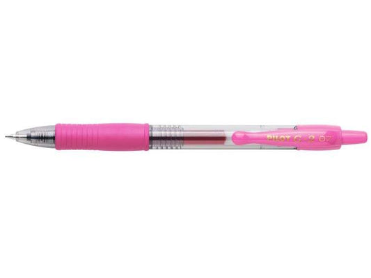 Pilot Boligrafo de Gel G2 Rollerball Retractil - Recargable - Punta de Bola Redonda 0.7mm - Trazo 0.32mm - Grip Ergonomico - Color Rosa - Cantidad: 12