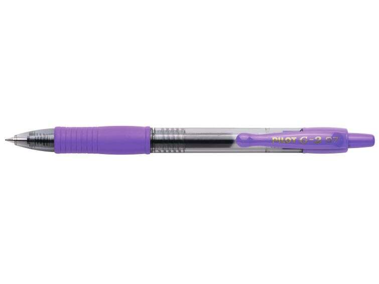 Pilot Boligrafo de Gel G2 Rollerball Retractil - Recargable - Punta de Bola Redonda 0.7mm - Trazo 0.32mm - Grip Ergonomico - Color Violeta - Cantidad: 12
