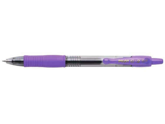 Pilot Boligrafo de Gel G2 Rollerball Retractil - Recargable - Punta de Bola Redonda 0.7mm - Trazo 0.32mm - Grip Ergonomico - Color Violeta - Cantidad: 12