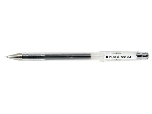 Pilot Boligrafo de Gel G-Tec C4 - Extra Fino - Recargable - Punta de Bola 0.4mm - Trazo 0.2mm - Color Negro - Cantidad: 12
