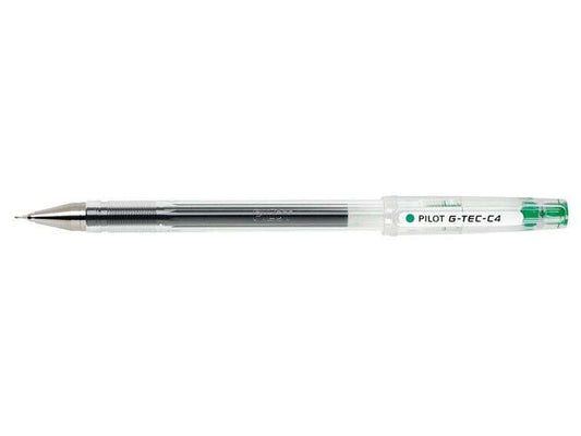 Pilot Boligrafo de Gel G-Tec C4 - Extra Fino - Recargable - Punta de Bola 0.4mm - Trazo 0.2mm - Color Verde - Cantidad: 12