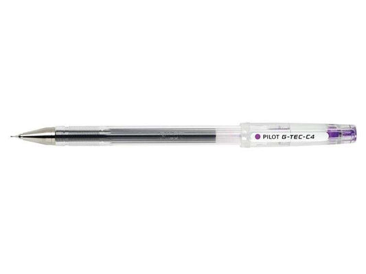 Pilot Boligrafo de Gel G-Tec C4 - Extra Fino - Recargable - Punta de Bola 0.4mm - Trazo 0.2mm - Color Violeta - Cantidad: 12
