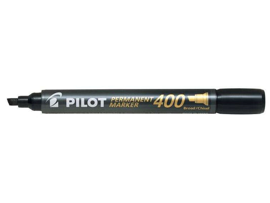 Pilot Rotulador Permanente 400 - Punta Biselada 4,5mm - Trazo 4mm - Color Negro - Cantidad: 12