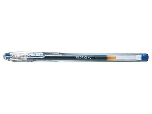 Pilot Boligrafo de Gel G1 - Recargable - Punta de Bola 0.5mm - Trazo 0.3mm - Cuerpo Transparente - Color Azul - Cantidad: 12