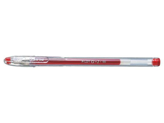 Pilot Boligrafo de Gel G1 - Recargable - Punta de Bola 0.5mm - Trazo 0.3mm - Cuerpo Transparente - Color Rojo - Cantidad: 12