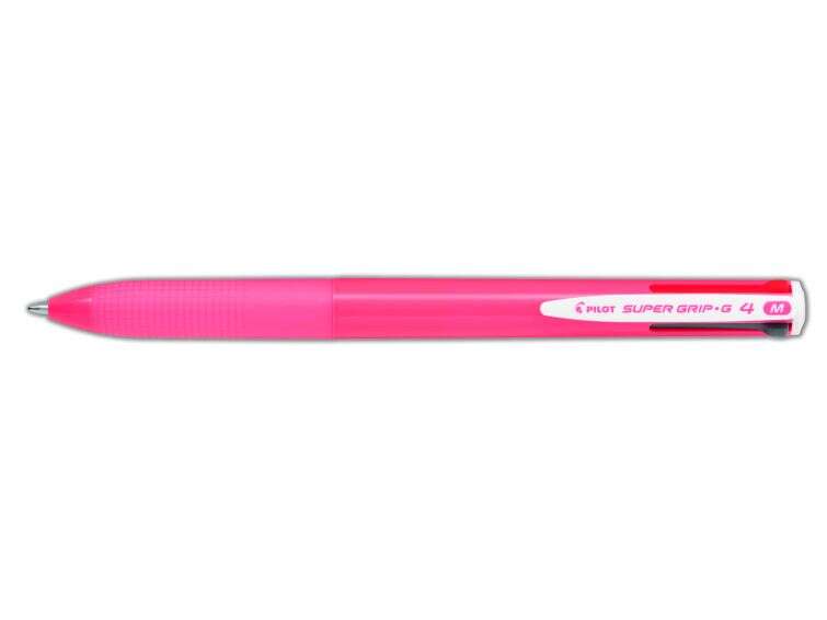 Pilot Boligrafo de Bola Retractil Super Grip G4 - 4 Colores - Punta 1.0mm - Trazo 0.27mm - Cuerpo Rosa - Cantidad: 12