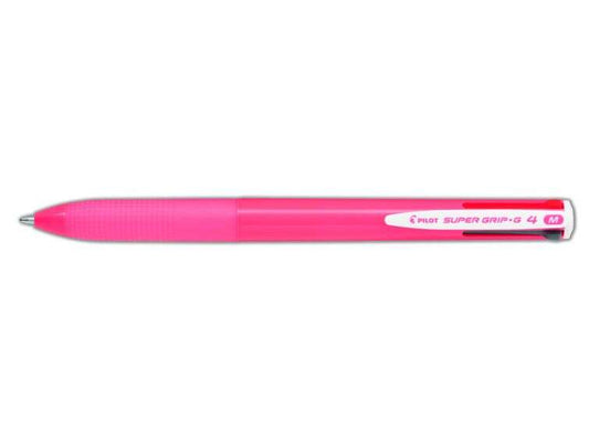 Pilot Boligrafo de Bola Retractil Super Grip G4 - 4 Colores - Punta 1.0mm - Trazo 0.27mm - Cuerpo Rosa - Cantidad: 12