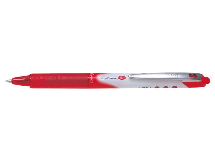 Pilot Boligrafo de Tinta Liquida V Ball RT 07 - Retractil - Punta de Bola Conica 0.5mm - Trazo 0.25mm - Grip de Goma - Color Rojo - Cantidad: 12