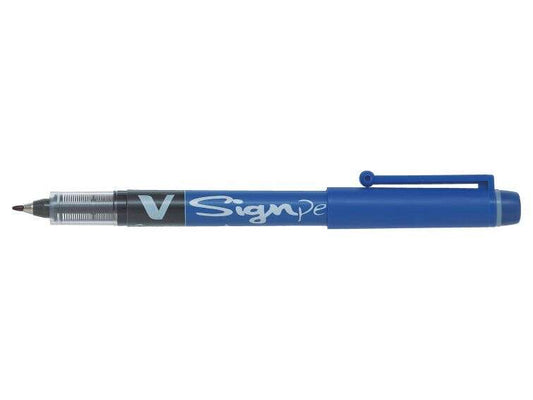 Pilot Rotulador de Punta Fina V-Sign Pen - Punta Fina de 2mm - Trazo de 0.6mm - Color Azul - Cantidad: 12