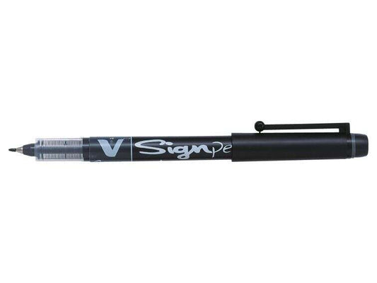 Pilot Rotulador de Punta Fina V-Sign Pen - Punta Fina de 2mm - Trazo de 0.6mm - Color Negro - Cantidad: 12
