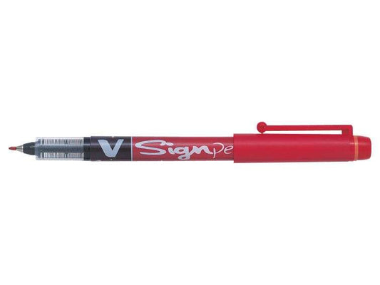 Pilot Rotulador de Punta Fina V-Sign Pen - Punta Fina de 2mm - Trazo de 0.6mm - Color Rojo - Cantidad: 12