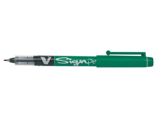 Pilot Rotulador de Punta Fina V-Sign Pen - Punta Fina de 2mm - Trazo de 0.6mm - Color Verde - Cantidad: 12