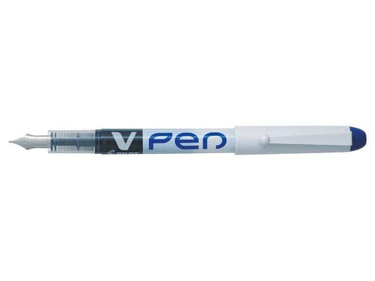 Pilot Pluma Estilografica V-Pen Desechable Tinta Liquida - Punta de Acero - Trazo de 0.5mm - Color Azul - Cantidad: 12