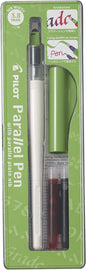 Pilot Pack de Pluma Estilografica Parallel Pen 3.8mm - Punta de Acero - Trazo de 3.8mm - 2 Recargas - Color Negro/Rojo