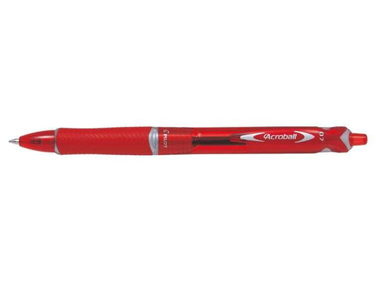 Pilot BeGreen Boligrafo de Bola Retractil Acroball - Recargable - Fabricado con Plastico Reciclado - Punta Redonda 0.7mm - Trazo 0.25mm - Grip Ergonomico - Color Rojo - Cantidad: 10