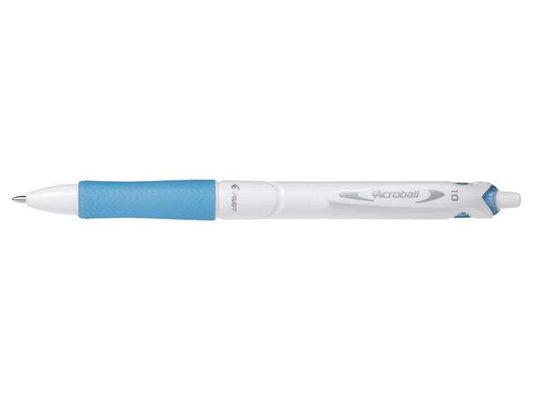 Pilot Boligrafo de Bola Retractil Acroball PureWhite - Recargable - Fabricado con Plastico Reciclado - Punta Redonda 1mm - Trazo 0.28mm - Grip Ergonomico - Color Azul Claro - Cantidad: 10