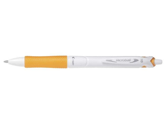 Pilot Boligrafo de Bola Retractil Acroball PureWhite - Recargable - Fabricado con Plastico Reciclado - Punta Redonda 1mm - Trazo 0.28mm - Grip Ergonomico - Color Naranja - Cantidad: 10