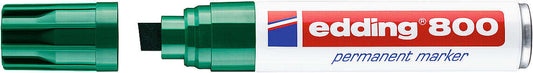 Edding 800 Rotulador Permanente - Punta Biselada - Trazo entre 4 y 12 mm. - Recargable - Secado Instantaneo - Color Verde - Cantidad: 5