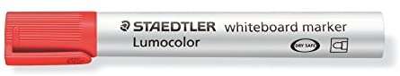 Staedtler Lumocolor 351 Rotulador para Pizarra - Punta Redonda - Trazo 2mm - Capuchon con Clip - Color Rojo - Cantidad: 10