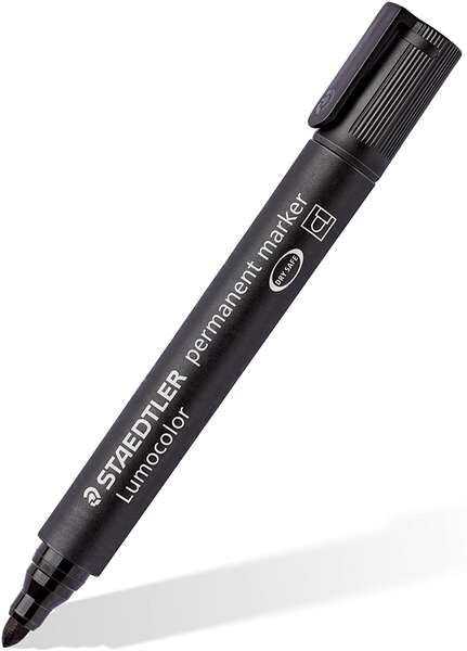 Staedtler Lumocolor 352 Rotulador Permanente - Punta Redonda - Trazo 2mm Aprox - Capuchon con Clip - Secado Rapido - Color Negro - Cantidad: 10