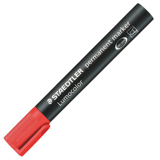 Staedtler Lumocolor 352 Rotulador Permanente - Punta Redonda - Trazo 2mm Aprox - Capuchon con Clip - Secado Rapido - Color Rojo - Cantidad: 10