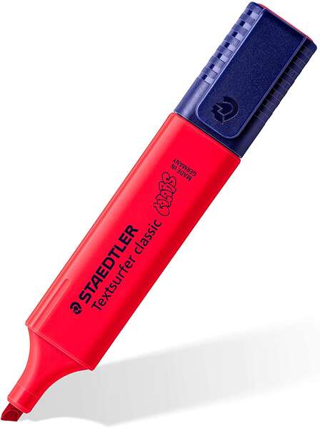 Staedtler Textsurfer Classic 364 Marcador Fluorescente - Punta Biselada - Trazo entre 1 - 5mm - Tinta con Base de Agua - Color Bermellon - Cantidad: 10
