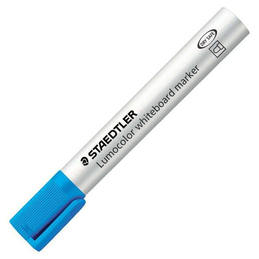 Staedtler Lumocolor 351 Rotulador para Pizarra - Punta Redonda - Trazo 2mm - Capuchon con Clip - Color Azul Claro - Cantidad: 10