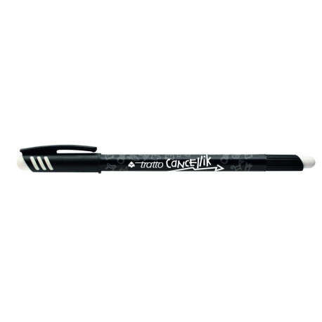 Tratto Cancellik Boligrafo de Bola - Tinta Borrable - Trazo 0.4mm - Doble Goma - Color Negro - Cantidad: 12
