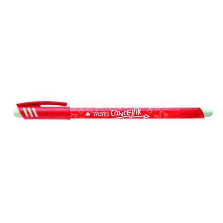 Tratto Cancellik Boligrafo de Bola - Tinta Borrable - Trazo 0.4mm - Doble Goma - Color Rojo - Cantidad: 12